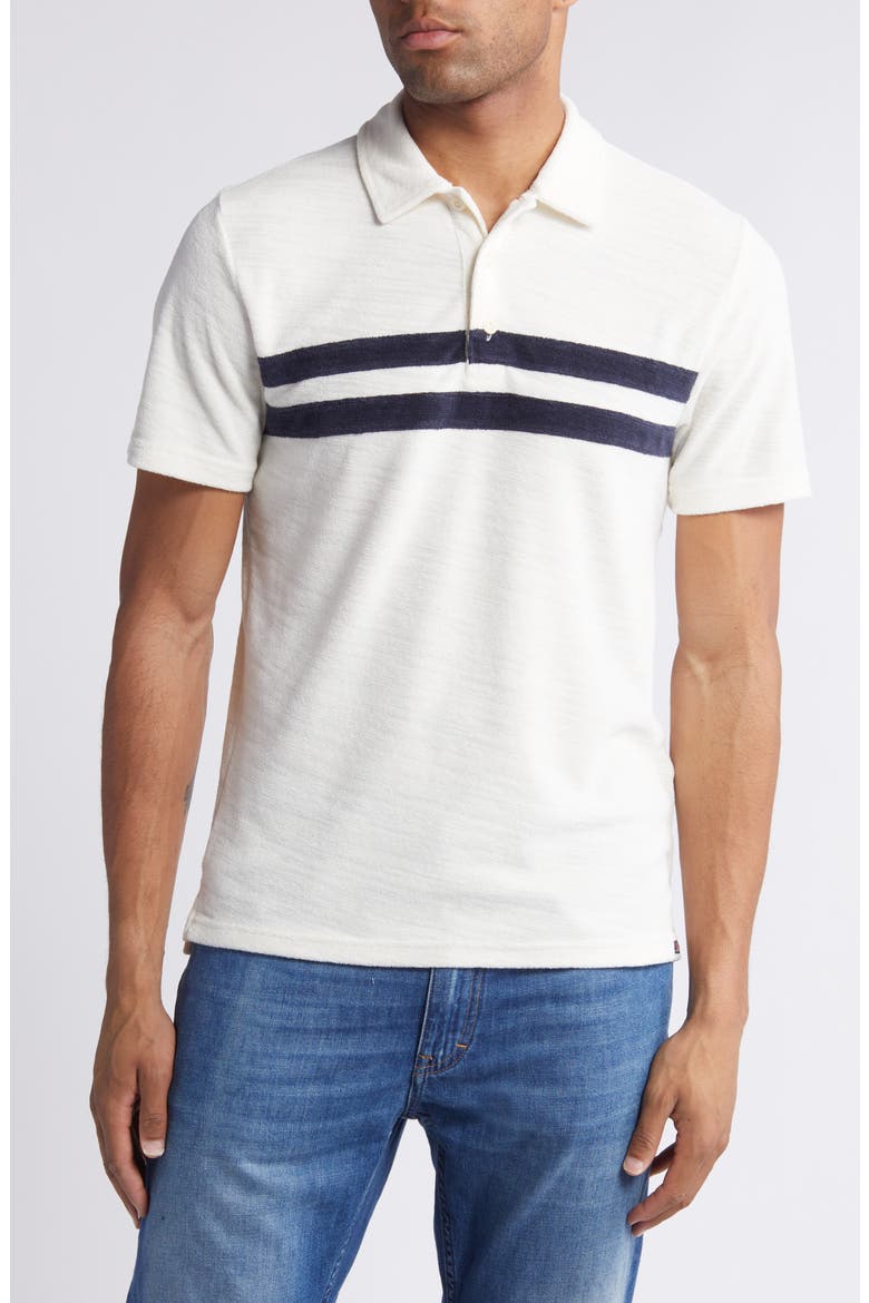 Cabana Surf Stripe Terry Cloth Polo, Main, color, VINTAGE WHITE