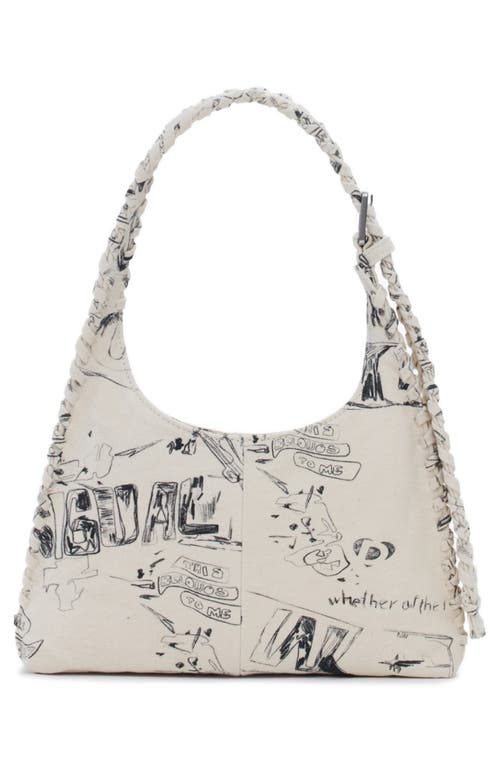 Desigual Lettering Print Shoulder Bag In Sand