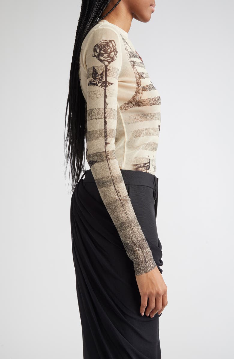 Jean Paul Gaultier Tattoo Marinière Mesh Top, Alternate, color,