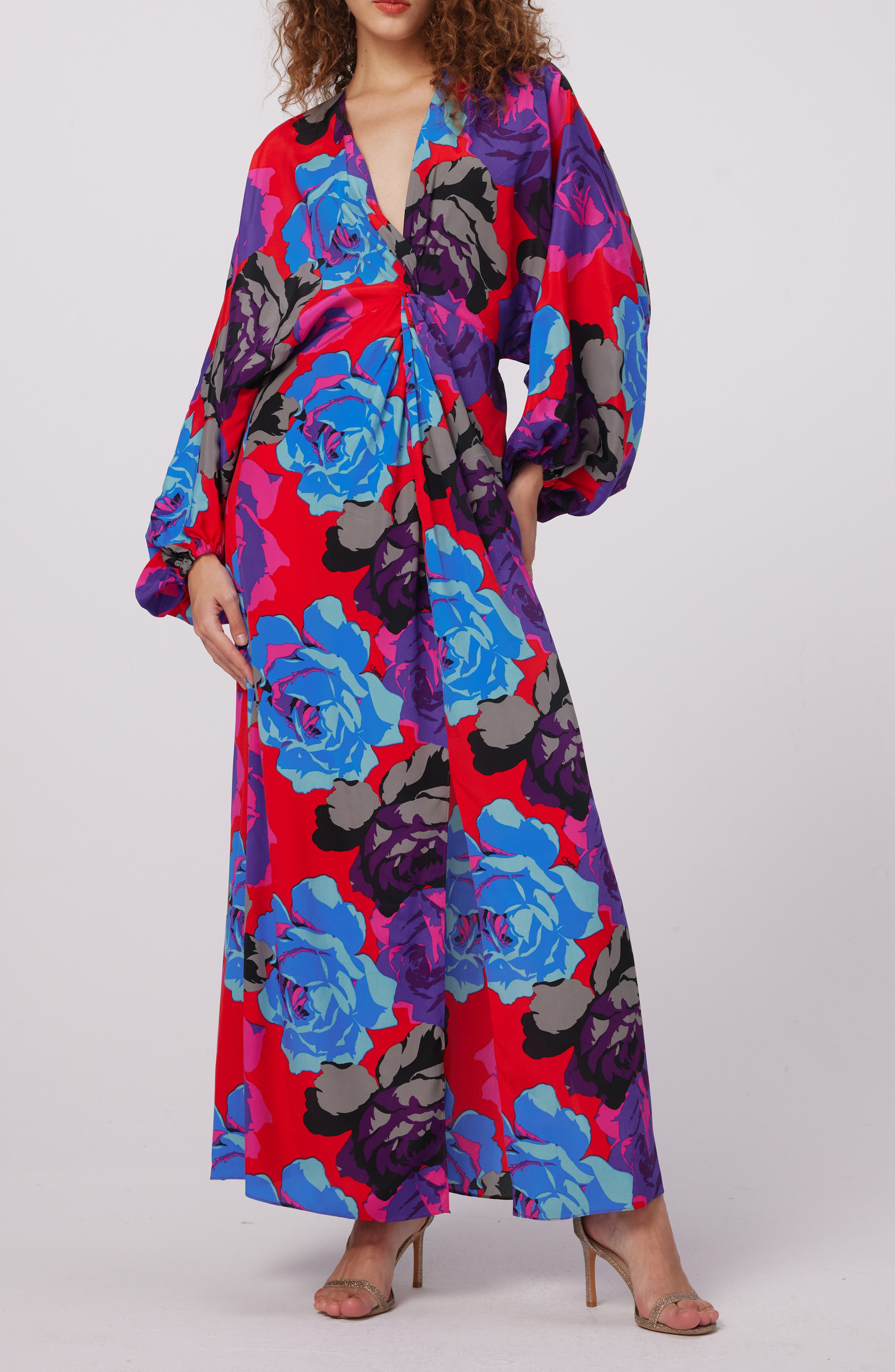 DVF Print Long Sleeve Maxi Dress