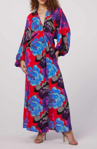 Diane von Furstenberg Print Long Sleeve Maxi Dress