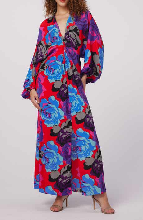 DVF Print Long Sleeve Maxi Dress
