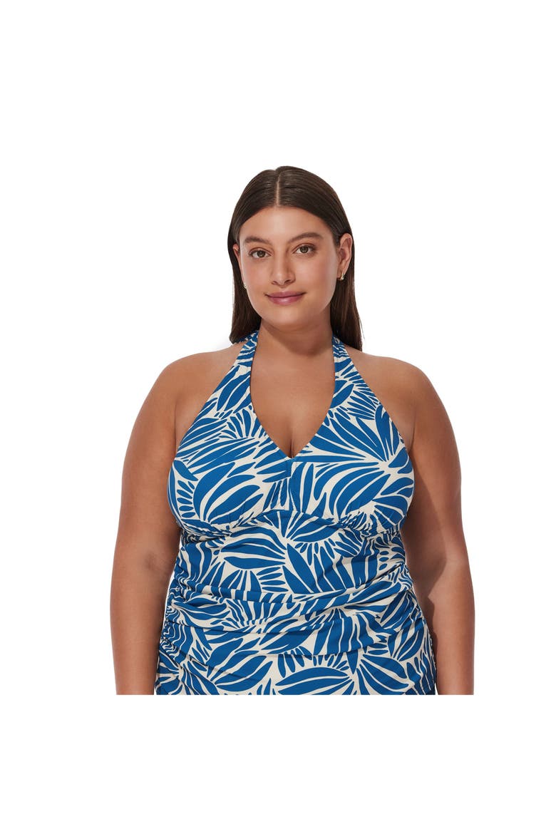 Comeback Plus Size Halter Tankini Top, Main, color, Petrol-White