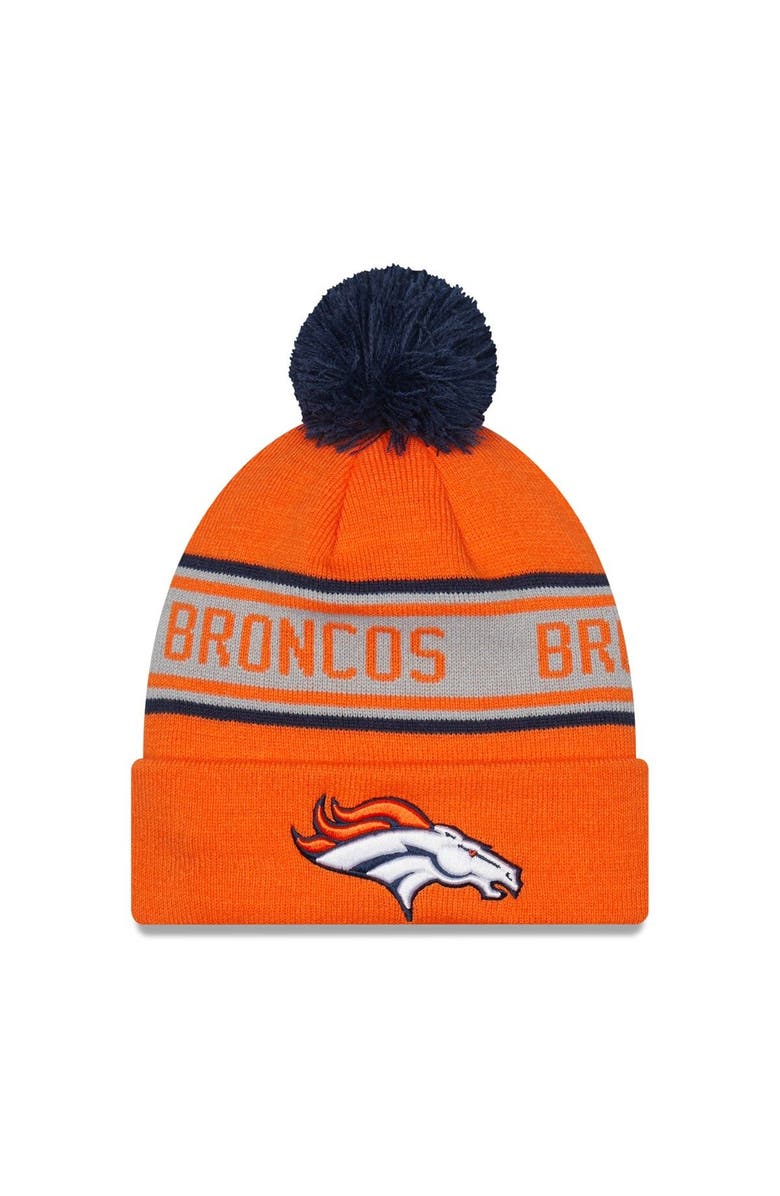 New Era Men's New Era Orange Denver Broncos  Repeat Cuffed Knit Hat with Pom, Main, color, 