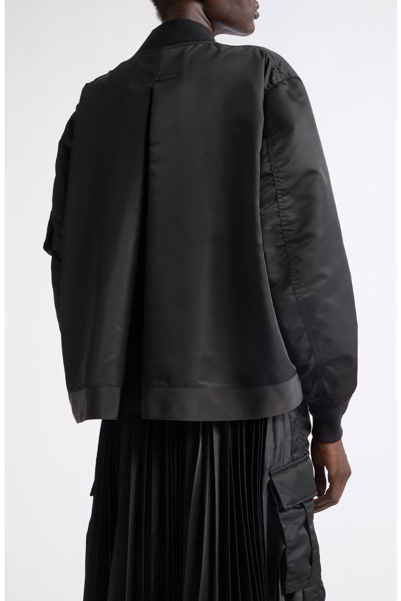 Nylon Twill Bomber Jacket, Alternate, color, BLACK