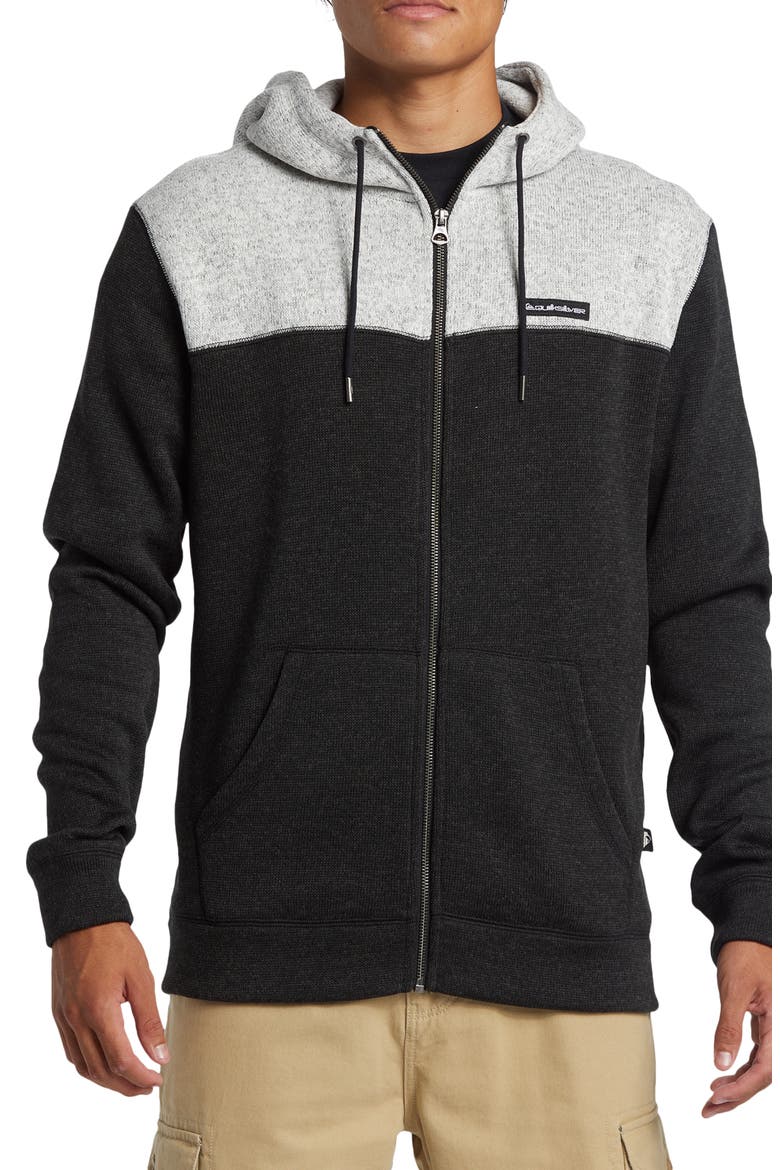 Keller Colorblock Fleece Lined Zip Hoodie, Main, color, BLACK HEATHERDNU