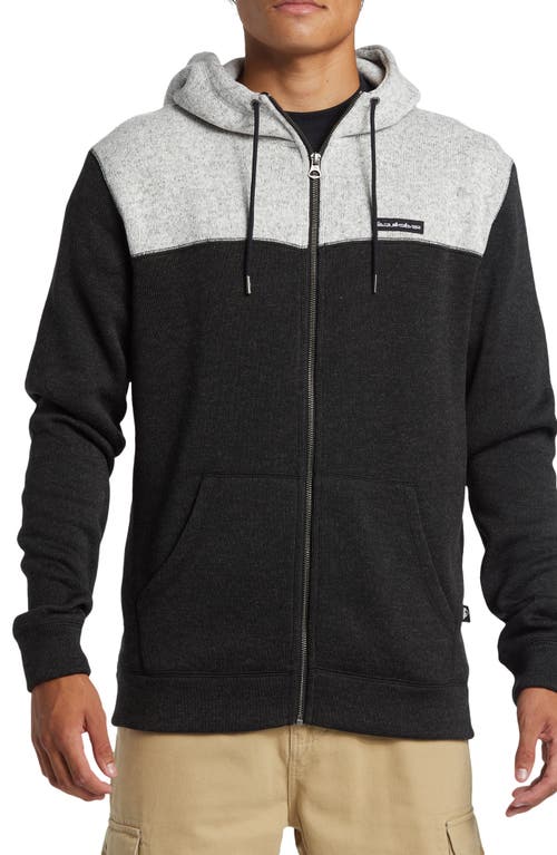 Quiksilver Keller Colorblock Fleece Lined Zip Hoodie In Black