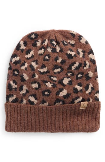 Area Stars Leopard Knit Beanie In Brown