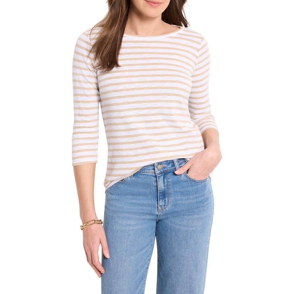 Nzt By Nic+zoe Stripe Boat Neck T-shirt In Multi