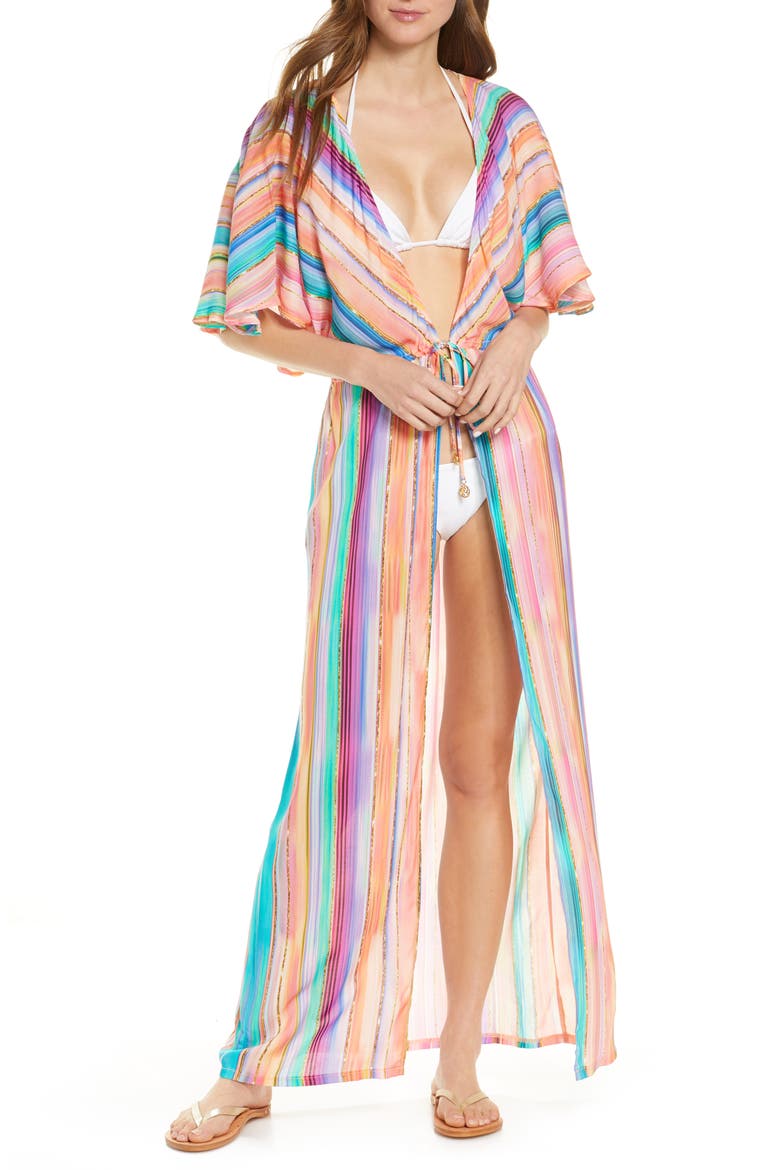 Heat Waves Cover-Up Wrap, Main, color, CORAL MULTI