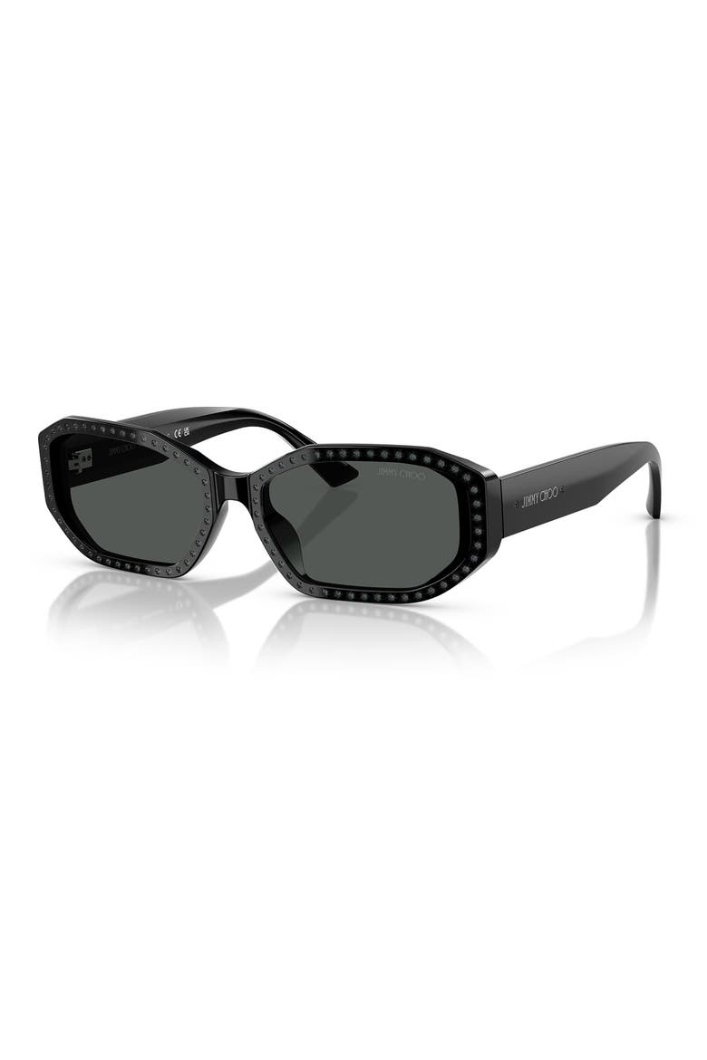 56mm Oval Sunglasses, Alternate, color, BLACK SILVER