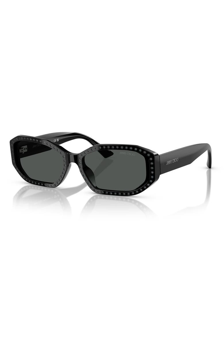 Jimmy Choo 56mm Oval Sunglasses, Alternate, color, Black Silver