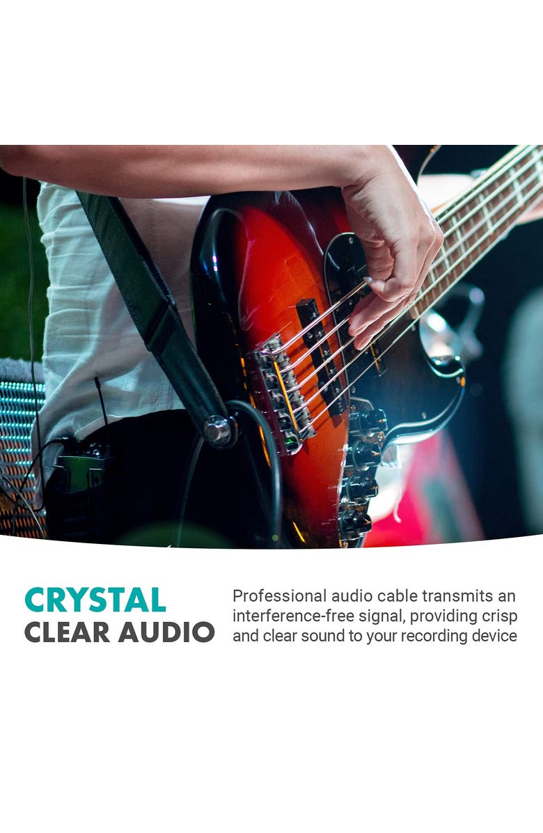 MOVO WGA-1 6.35mm Guitar Cord to 3.5mm Extension TRS Male to Male Audio Cable, Alternate, color, Black