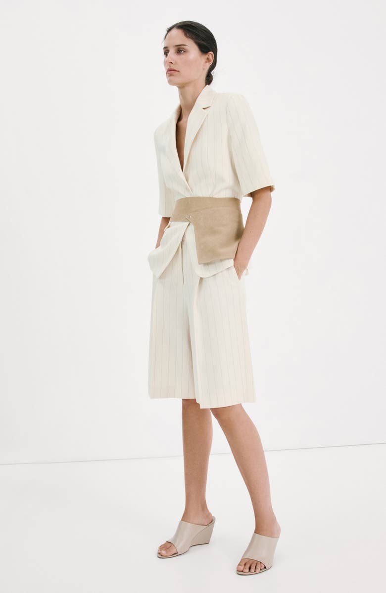 MANGO Argelia Pleated Bermuda shorts, Alternate, color, Ecru