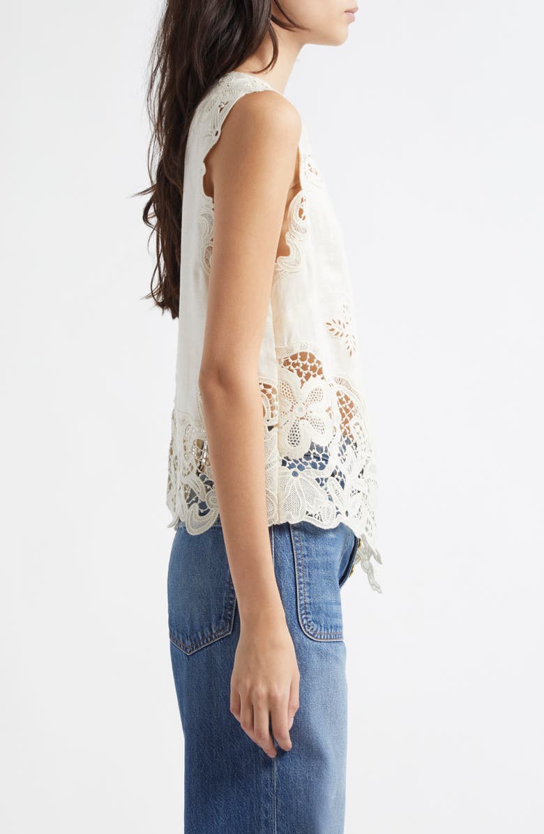 Ulla Johnson Marlis Lace Trim Linen Top, Alternate, color, 