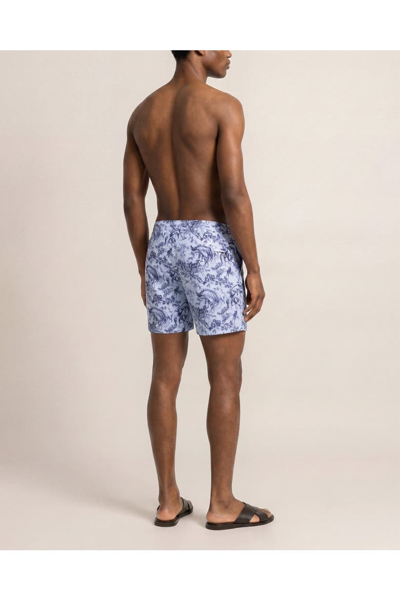Bulldog Mid-Length Zephra Printed Swim Shorts, Alternate, color, Aero Blue