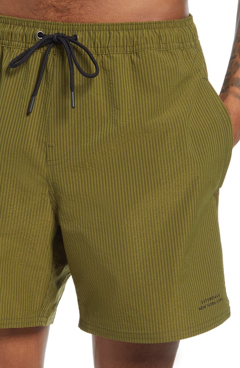 Saturdays NYC Timothy Stripe Seersucker Shorts, Alternate, color,