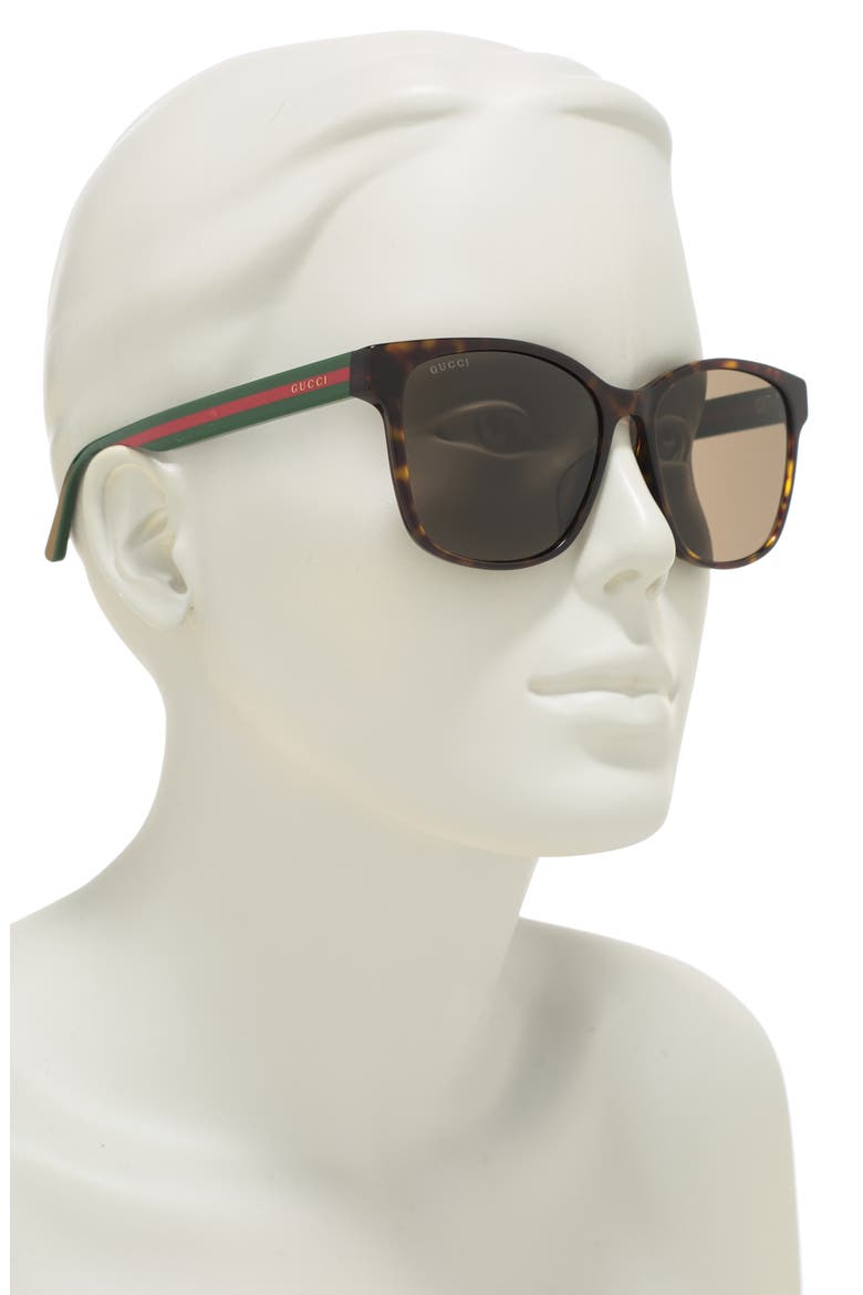 56mm Modified Square Sunglasses, Alternate, color, HAVANA