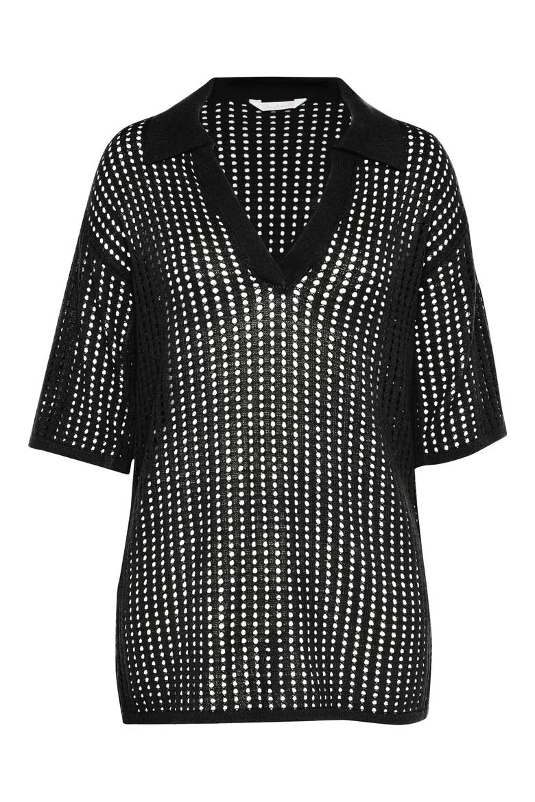Resort Open Stitch Cover-Up Tunic, Alternate, color, BLACK