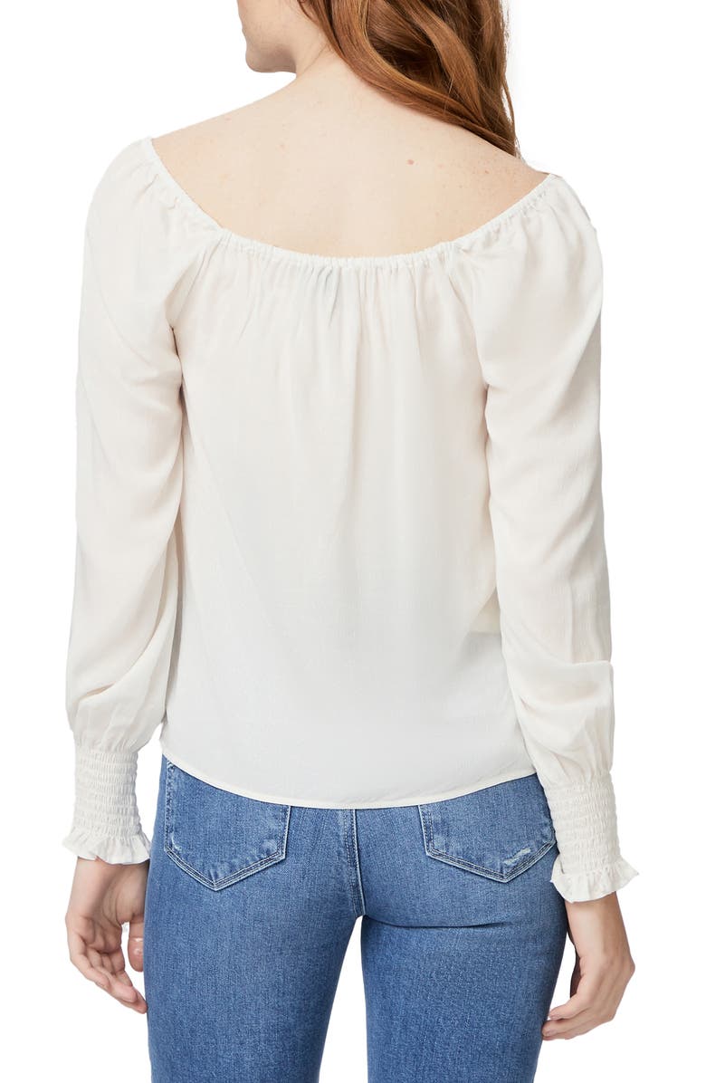 PAIGE Nerina Square Neck Smocked Long Sleeve Blouse, Alternate, color, 