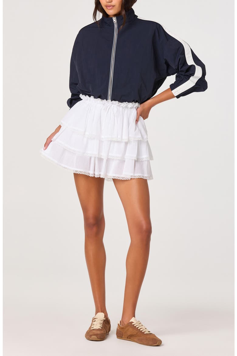 Genever Tiered Cotton Miniskirt, Alternate, color, WHITE