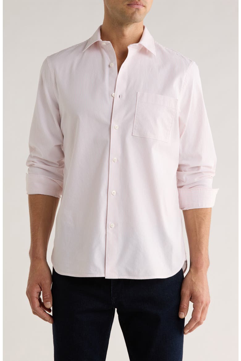 Pinstripe Oxford Button-Up Shirt, Main, color, PINK SEPIA SIMPLE STRIPE