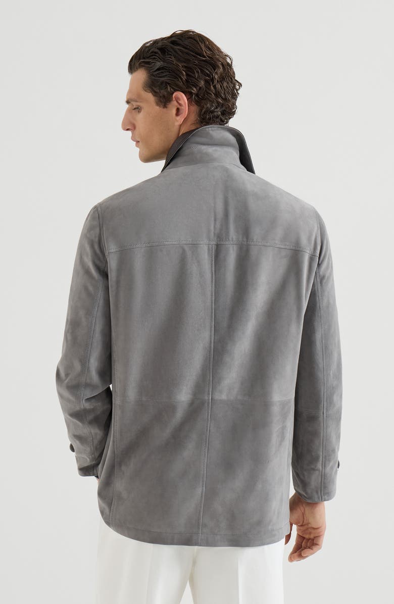 Brunello Cucinelli Suede outerwear, Alternate, color, Medium Grey