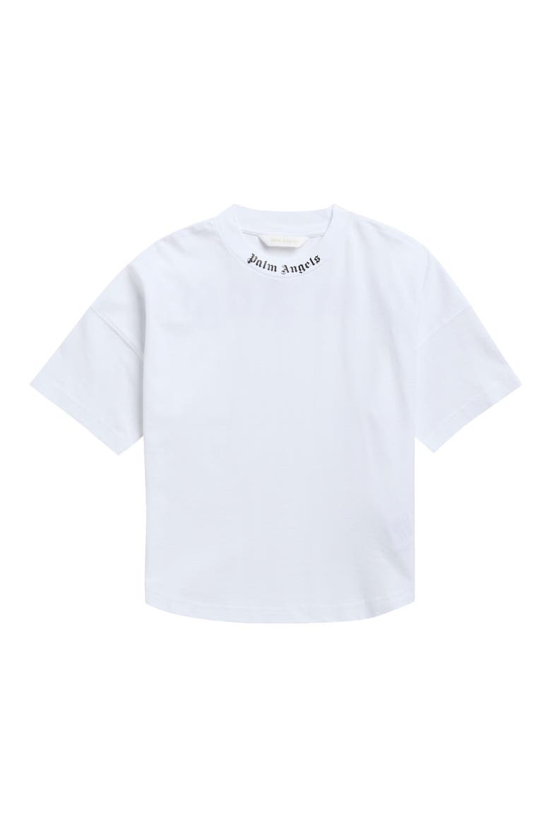 Kids' Logo Crewneck T-Shirt, Main, color, WHITE/ BLACK