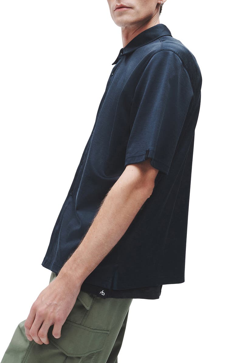 rag & bone Dalton Short Sleeve Cotton Blend Knit Button-Up Shirt, Alternate, color, 
