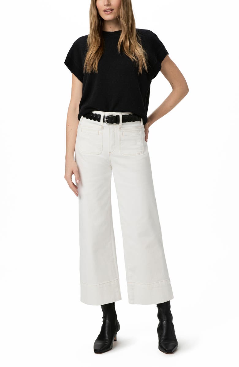 PAIGE Anessa Patch Pocket Ankle Wide Leg Jeans, Alternate, color, Toasted Ecru