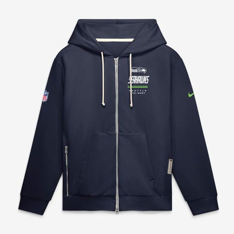 Men's Nike College Navy Seattle Seahawks Sideline Standard Issue Quarterback Scramble Dri-FIT Full-Zip Hoodie