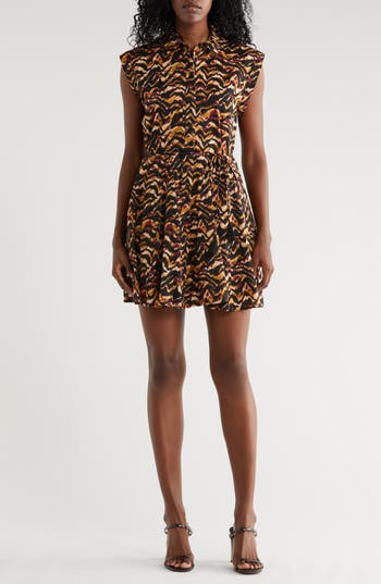 The Good Journey Tie Waist Cotton Shirtdress In Gold