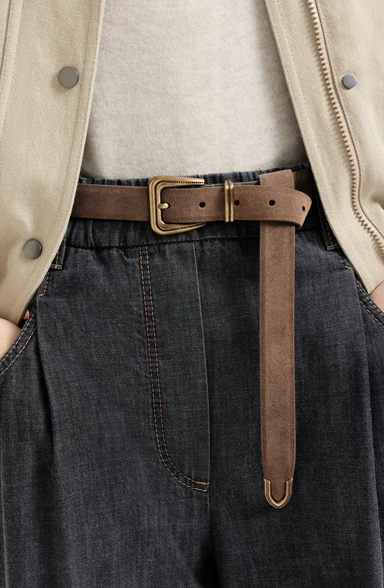 Brunello Cucinelli Suede belt, Alternate, color, Light Brown