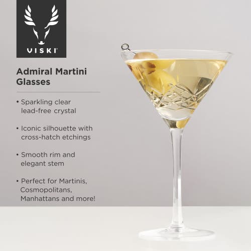 Viski Admiral Crystal Martini Glasses Set Of 2 In Clear