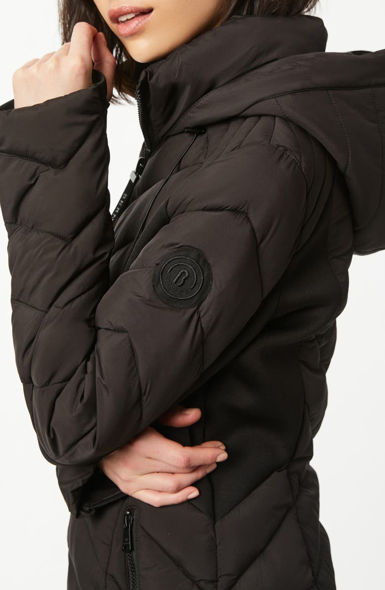 Bernardo Quilted Neoprene Hooded Puffer Coat, Alternate, color,