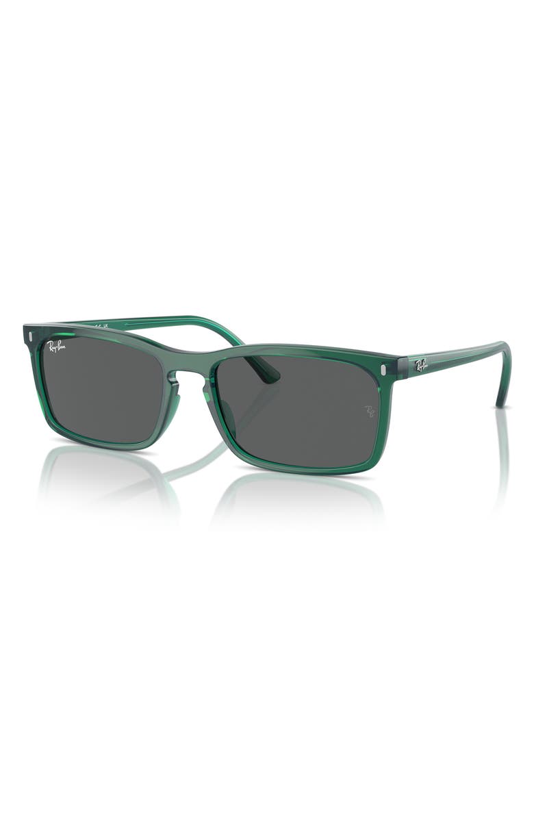 Ray-Ban 56mm Rectangular Sunglasses, Alternate, color, Transparent Green
