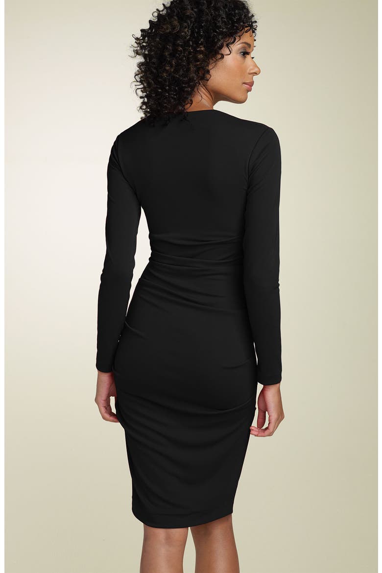 Long Sleeve Matte Jersey Sheath Dress, Alternate, color, BLACK