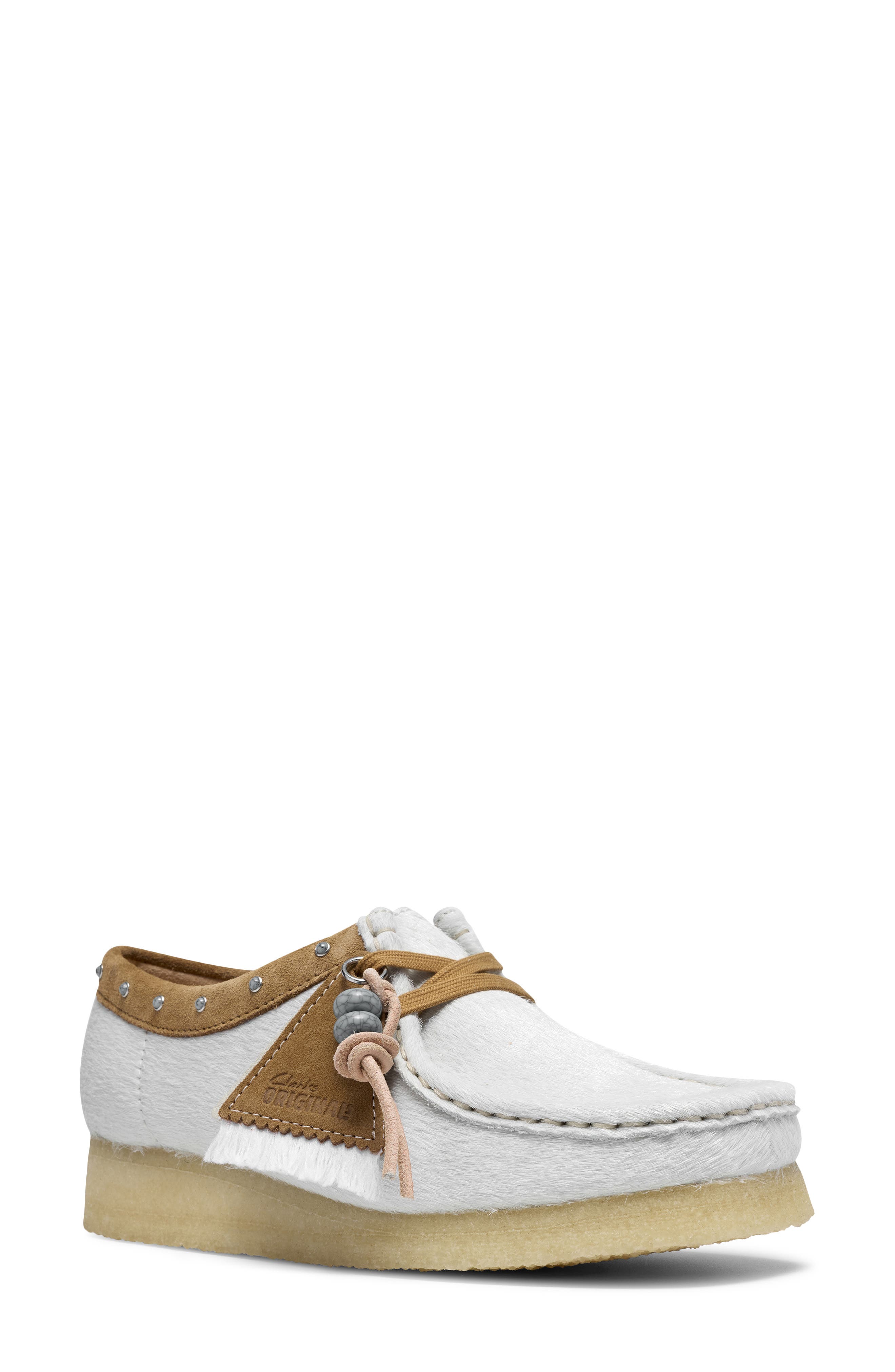 Wallabee Leather Lace-Up Shoe, Main, color, OFF WHITE