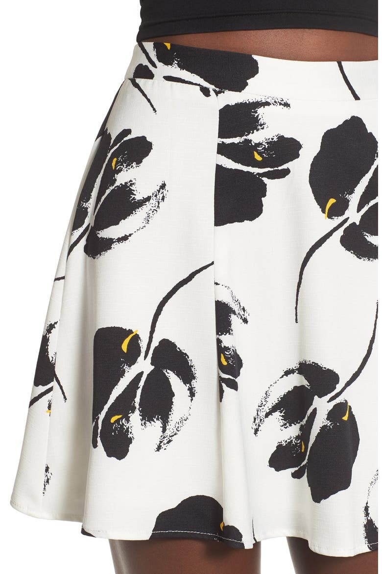 Floral Print Miniskirt, Alternate, color, WHITE/ BLACK FLORAL