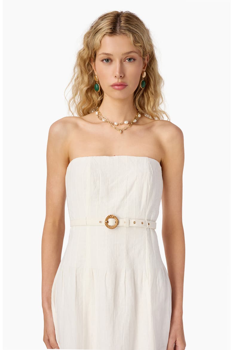 Yena Strapless Linen Dress, Alternate, color, MACADAMIA