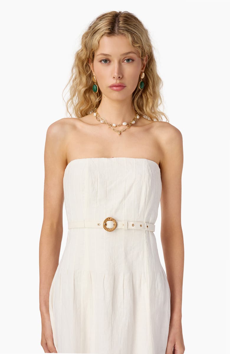 CAMI NYC Yena Strapless Linen Dress, Alternate, color, Macadamia