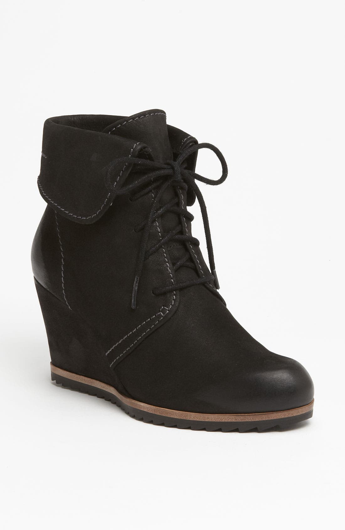 'Ashby' Collared Wedge Bootie, Main, color, BLACK
