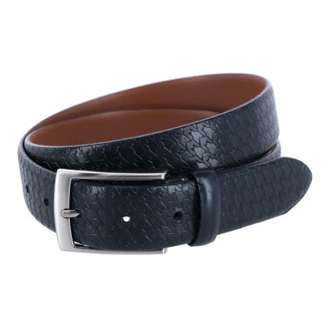 Watson Houndstooth Embossed 35mm Leather Belt
