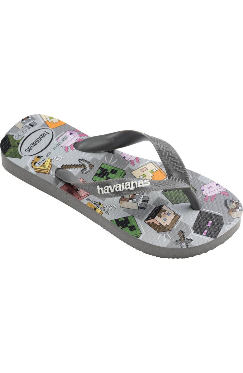 Havaianas Kids' Minecraft Flip Flop, Main, color, Steel Grey