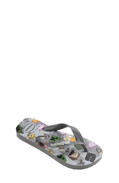 Havaianas Kids' Minecraft Flip Flop In Steel Grey