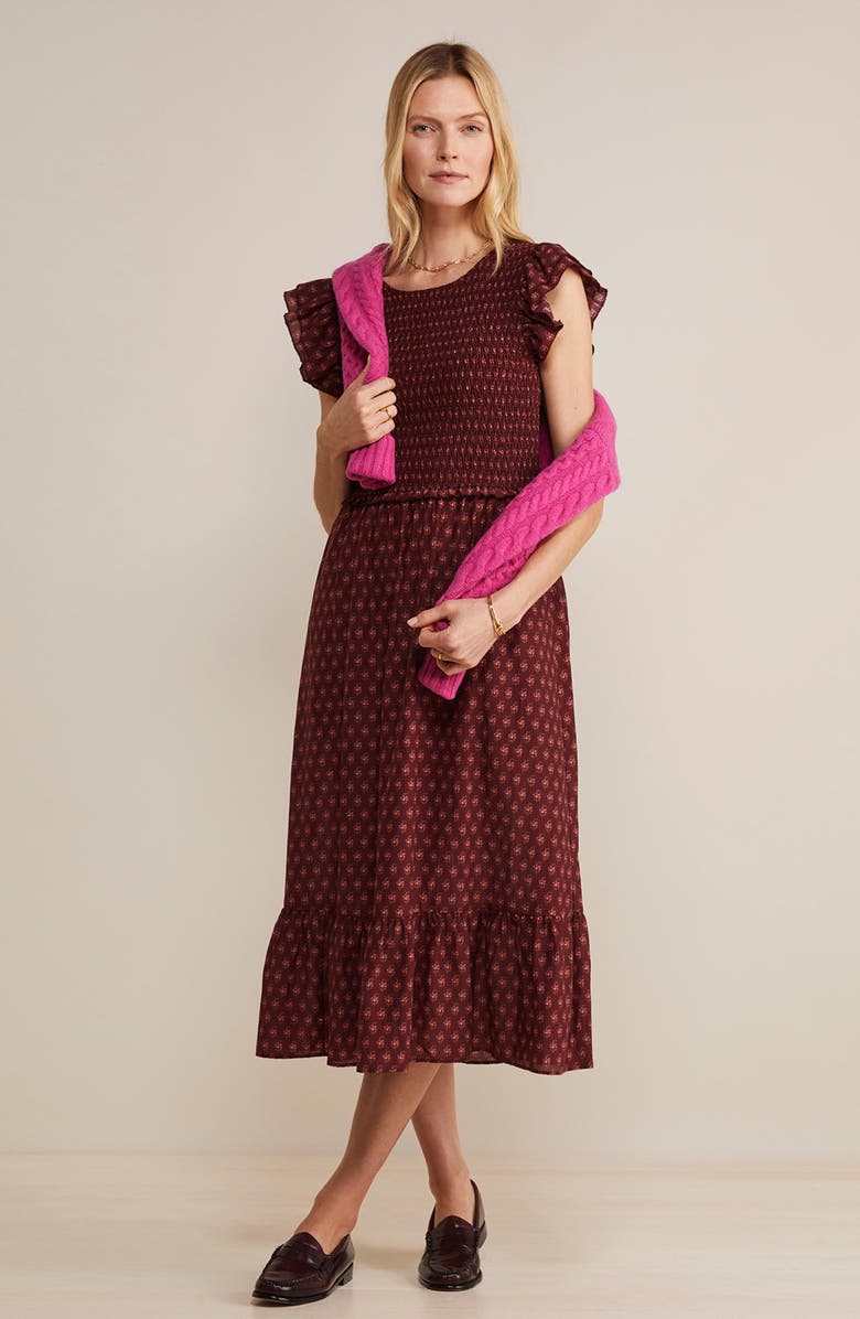 tiered skirt midi dress LONG SLEEVE TIERED SKIRT MIDI DRESS IN North STAR 20 / North STAR / Final Sale