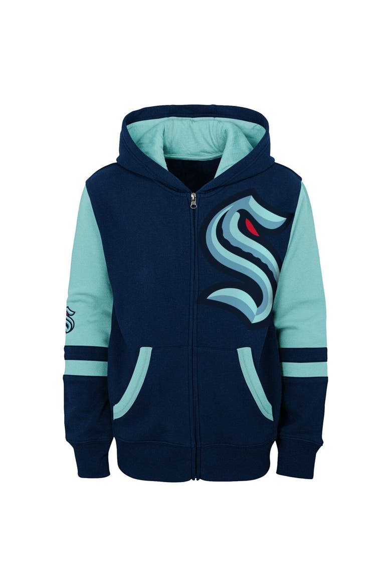 Toddler Deep Sea Blue Seattle Kraken Face-Off Full-Zip Hoodie, Alternate, color, Navy
