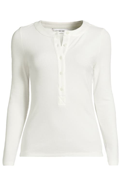 Lands' End Drapey Rib Skimming Long Sleeve Henley In White
