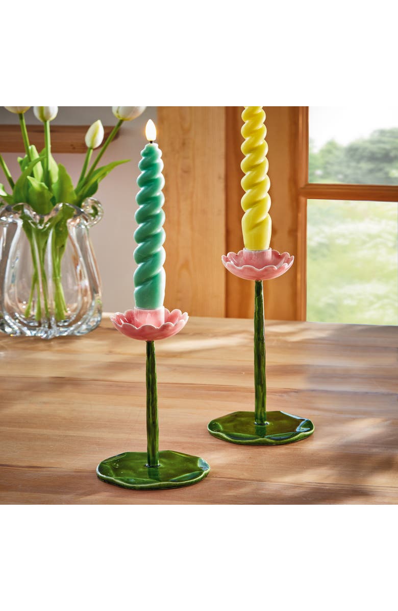 tag Flor Taper Holder Sm Multi Enamel Iron Spring, Alternate, color, Green