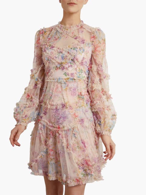 Floral Diamond Ruffle Dress
